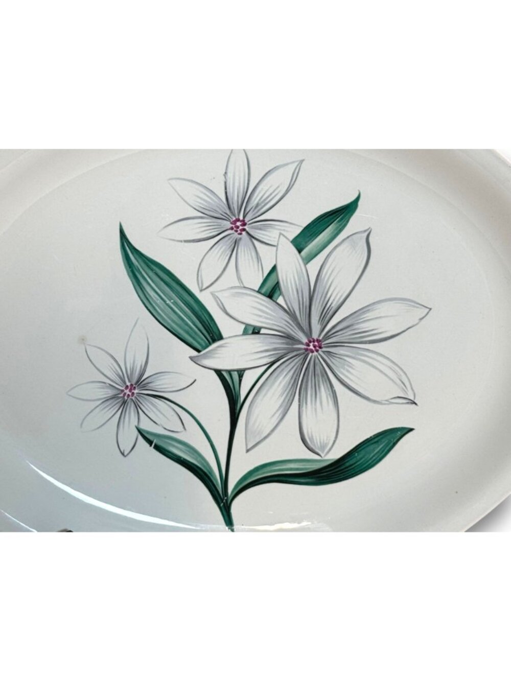 Vintage Homer Laughlin Debutante Oval Serving Platter White Floral 14 Inch - Picture 2 of 10